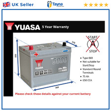 Battery fits LAND ROVER DISCOVERY DEFENDER 100/127 90 110/127 88/109 Yuasa 069