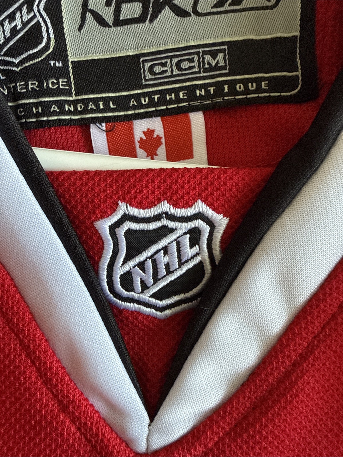 Men’s Reebok CCM VTG Patrick Sharp #10 Blackhawks Authentic Jersey Sz 52 - Red thumbnail 4