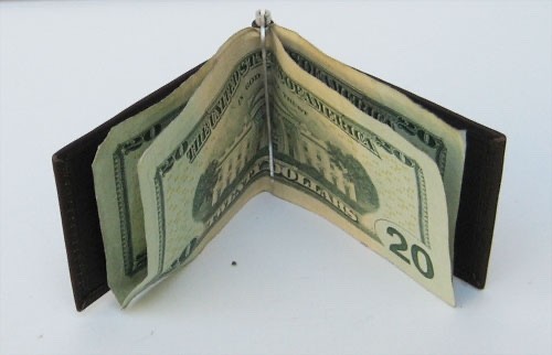 Genuine Leather Men's Spring Money Note Clip Simple Plain Bifold Wallet ...