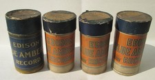Lot Of 4 Edison Cylinder Phonograph Amberola Records With Original Box 4 Minute