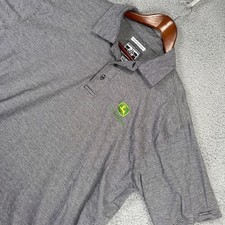 John Deere Polo Shirt Mens L Gray Short Sleeved 60's 2 Ply Yarn, Mercerized