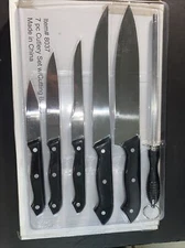 Omaha Steaks 6pc Cutlery Kitchen Knife Set w/ Cutting Board New Open Box