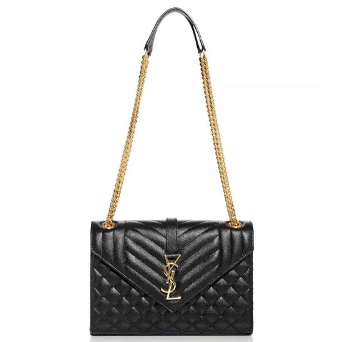 Saint Laurent Medium Tri-Quilted Matelasse Grain de Poudre Flap