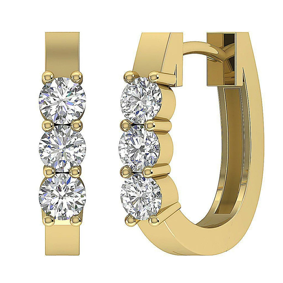 Hoops Earrings 0.70 Ct Natural Diamond SI1 G 14K White Gold 0.50Inch Appraisal - Image 2 of 4
