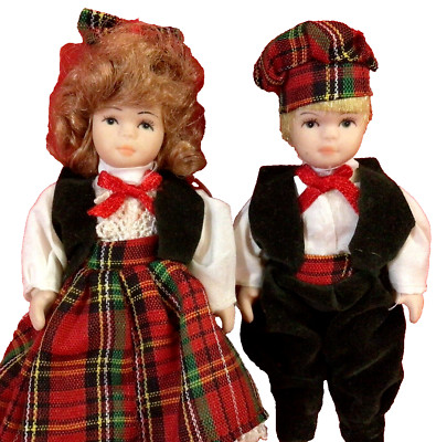 Porcelain Doll Ornaments Boy & Girl Hand Painted Vintage Delton Products