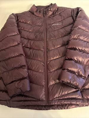 Ladies Eddie Bauer Down Packable Jacket Plum Size X-Large StormRepel Zip  Pockets