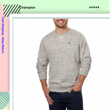 Champion Men  s Textured French Terry Crew Neck, Grey, XXL 