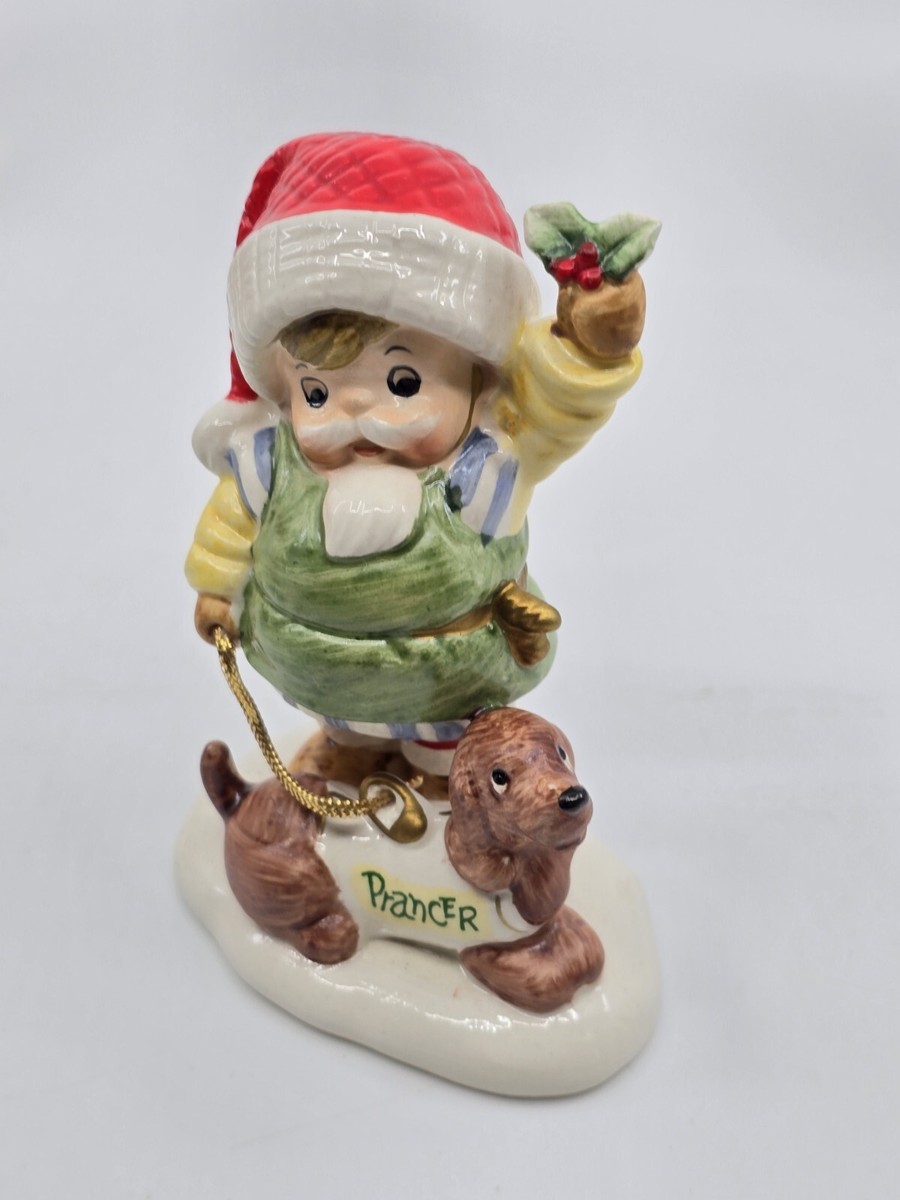 ドッグフード santa Vintage Christmas Napco Santa Boy & His Dog Reindeer Complete Set