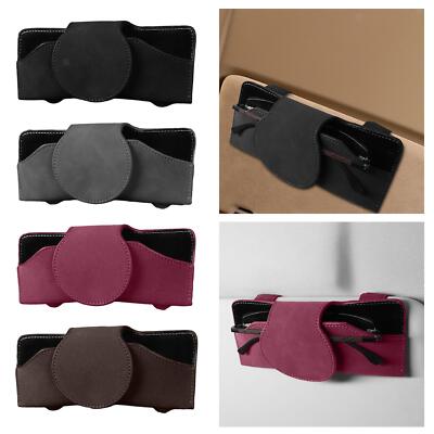 BAVUNV Porta Occhiali Auto, 2 Pezzi Supporto Magnetico per Occhiali da Visiera, Clip per Occhiali da Auto in Pelle PU Pelle Clip per Biglietti da Visita Supporto per Tutti Gli Occhiali (Grigio