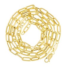 Italian 14k Yellow Gold Hollow Paper Clip Link Chain Necklace 18" 3mm 3.6 grams