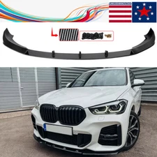 Carbon Look Front Bumper Splitter Chin Lip Spoiler For 15-22 BMW X1 F48 M Sport