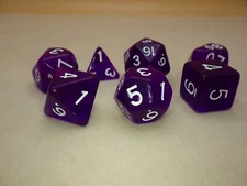 Translucent Purple 16mm 7 Die Polyhedral Dice Set - Tool Tabletop Roleplay Games