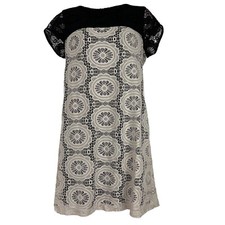 London Times Shift Dress Women's Size 8 Above Knee Short Sleeve Lace Lined