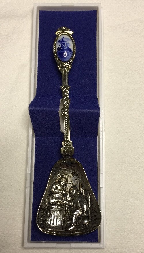 J O Alpacca Alpaca Spoon Souvenir Holland Enamel Windmill NEW UT-1