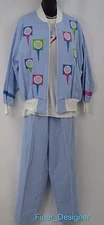 Southern Stitches casual Top golf Outfit 3 piece top jacket Set pants suit SZ L