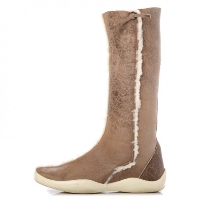Prada Beige Suede Shearling Boots Sz 37IT 8US Box USED FREE US S/H