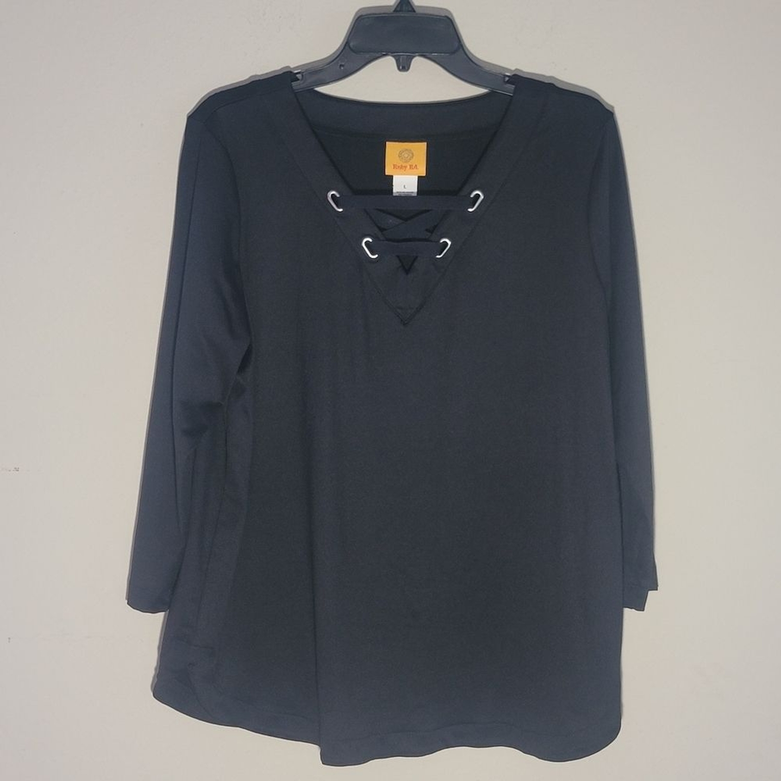 Ruby Rd Womens Black Solid Size L Large Top 3/4 L… - image 9