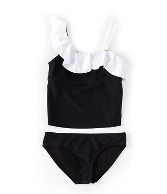 Raisins Big Girl's 16 2 Pc Queenie Cami Set Tankini Bikini Swimsuit Black White