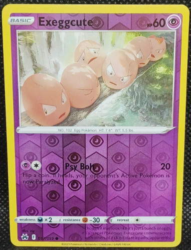 Pokemon - Exeggcute 057/159 -  Reverse Holo - Crown Zenith  - NM/M