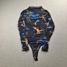 Angel Cherub Bodysuit Mesh Women Medium Sheer Cloud Whimsy Goth Grunge Rock Y2K