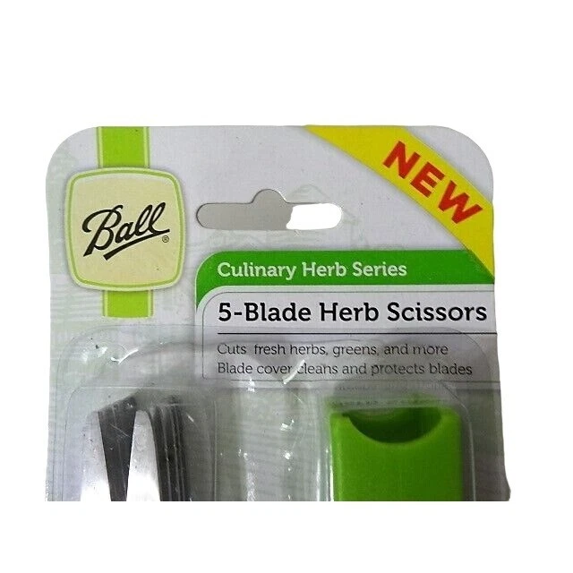 BALL 5-Blade Kitchen Herb Scissors Shears Stainless Steel Green Blade Cover NIP - Image 3 of 4