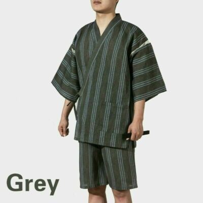 Herren Japanisch Pyjama Set Yukata Jinbei traditionell Kimono Nachtwäsche