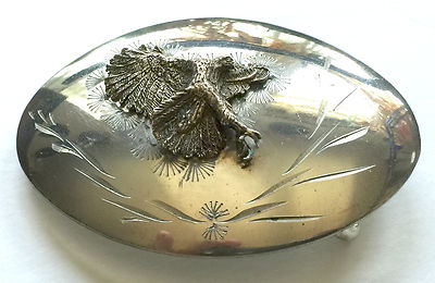 UNIQUE EAGLE WITH SPREAD WINGS ART WORK NICKEL SILVER BELT BUCKLE 