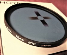 Hoya 72mm 80B Filter . Optical Glass JAPAN. Metal Ring. New Old stock