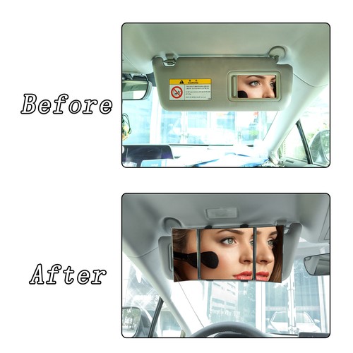 Folding 12in 3-Way car sun visor vanity mirror Women Make up Sunshade.universal  - Bild 6 von 7