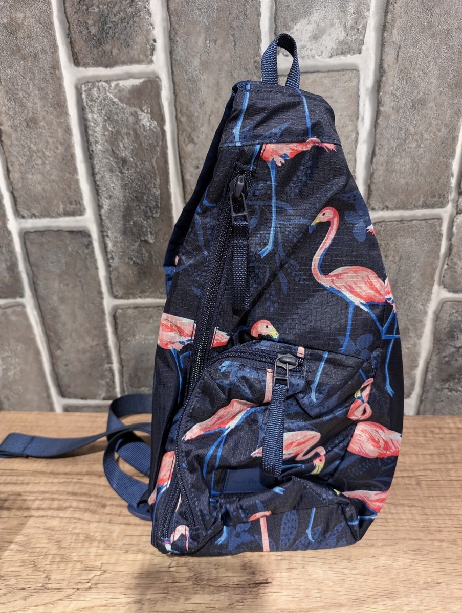 Vera Bradley ReActive Sling Backpack & ID Case Set - Flamingo Party VERA BRADLEY Mini Sling Backpack Pink Flamingo Party Navy  main image 3