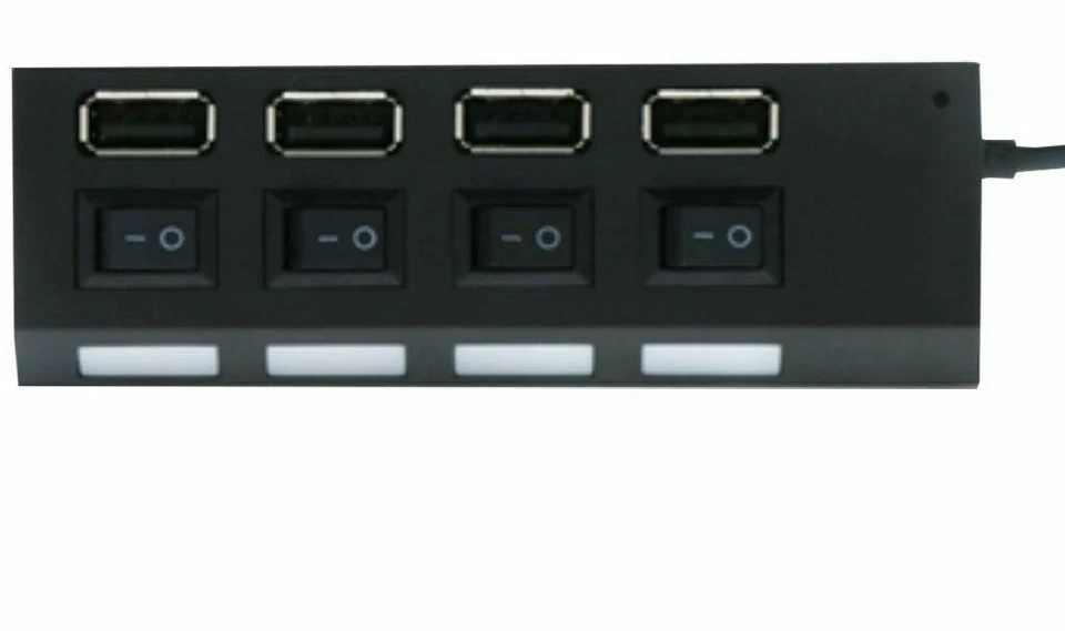 Xtreme Cables 4 Port USB 2.0 Hub w/ LED indicators and Power Switches -Black LED - Image 3 of 4
