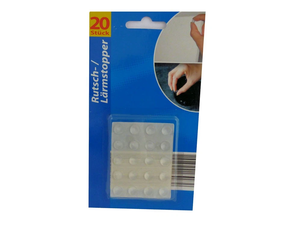 GLOBAL PARTNER Rutschstopper Lärmstopper Noppen Puffer 20 Stück transparent 9 mm selbstklebend