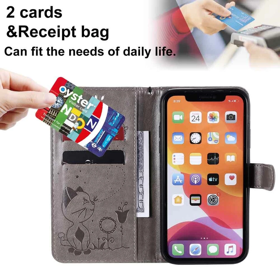 For iPhone 11 12 Pro XS Max XR SE 6 7 8 Wallet Card Slot Flip Leather Case Cover - Image 4 of 4