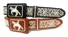 MEN'S HORSE EMBROIDERED WESTERN LEATHER BELT, CHARRO  CINTO VAQUERO BORDADO