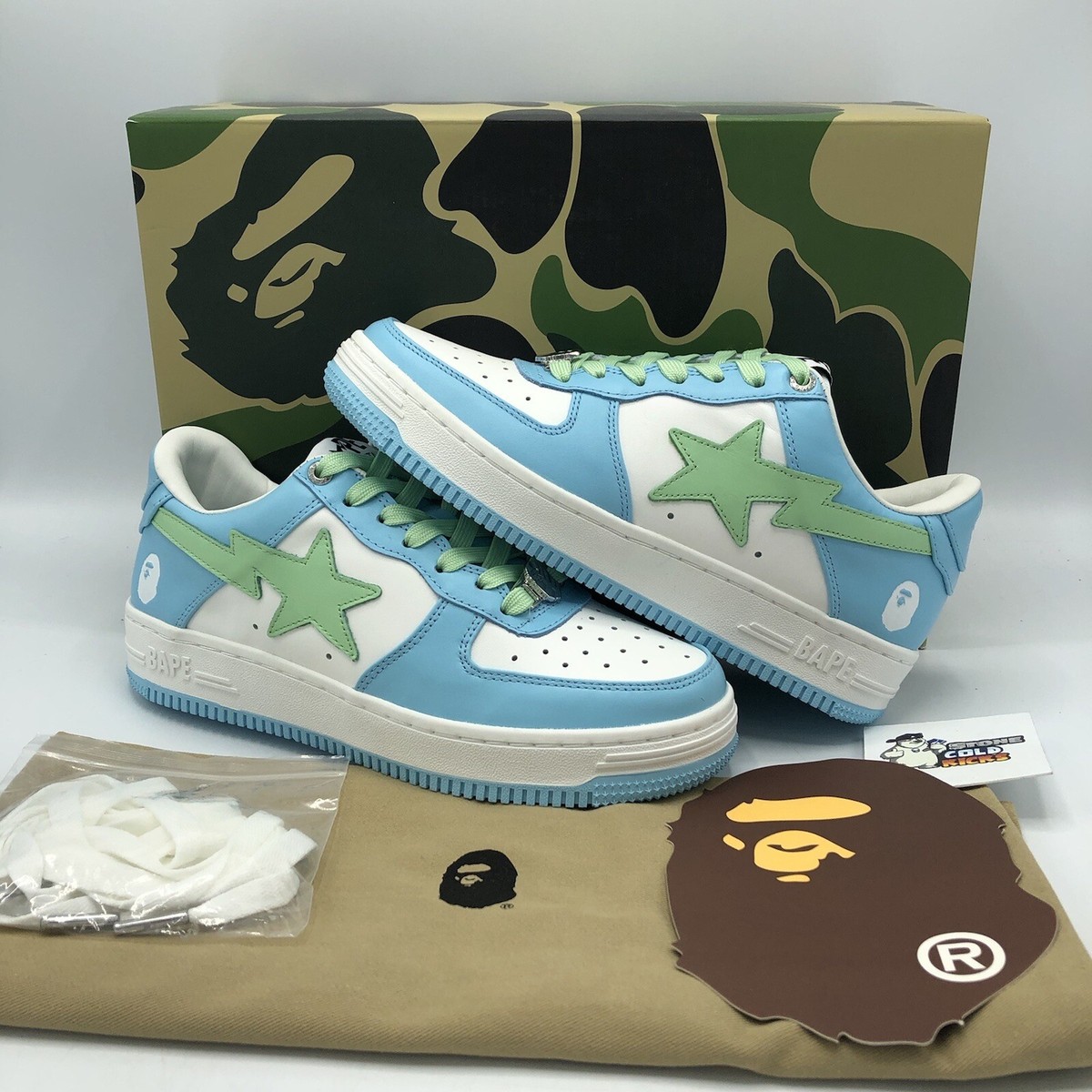 Bape Sta Low M2 Sax Blue White Bapesta Size 7 Brand New M1 FS-001
