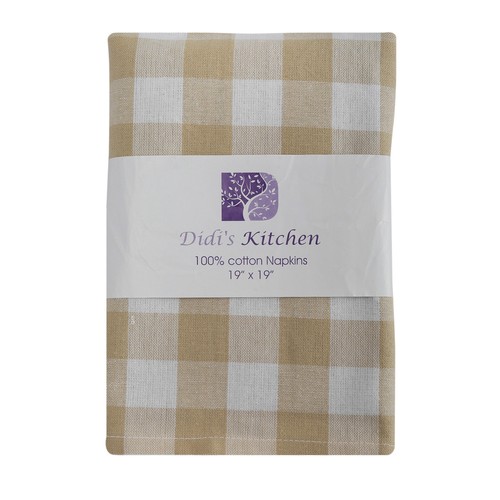 Cotton Napkins Checkered Beige & White 6/pack - Picture 6 of 7