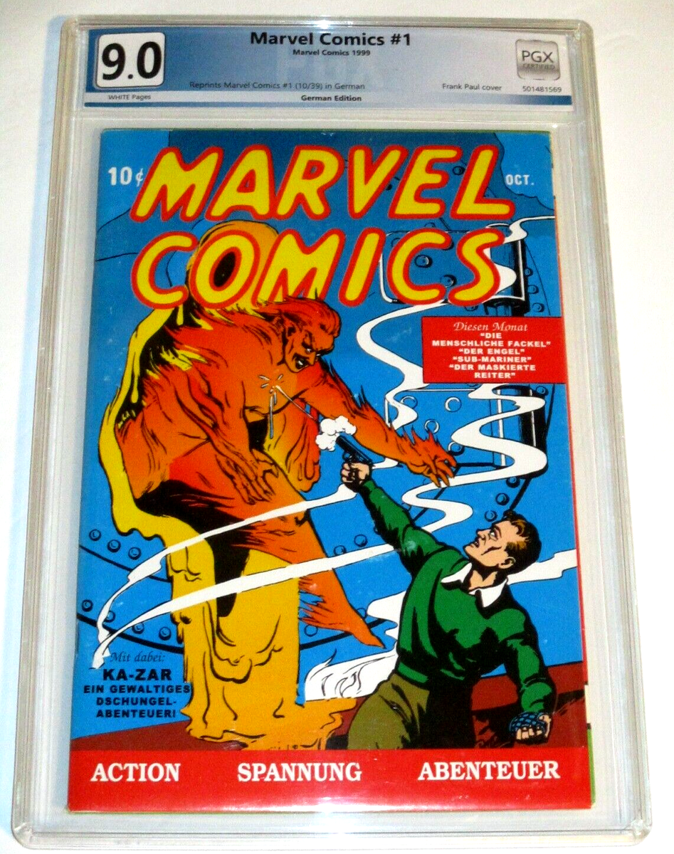MARVEL COMICS THE ORIGIANAL BOOK FROM 1939 PGX GRADED 9.0 GERMAN