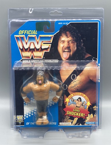 WWF Samu Of The Head Shrinkers Figure Blue Card Ha...