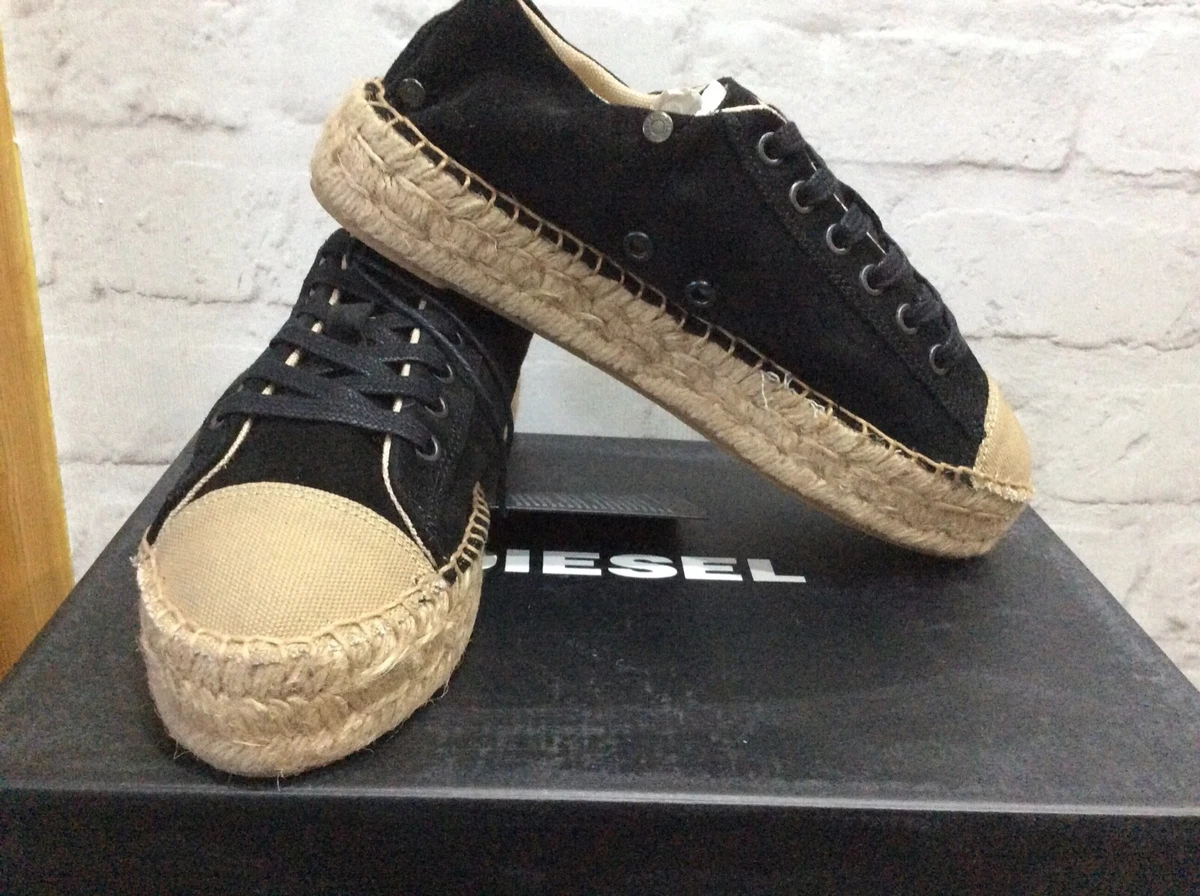 DIESEL WOMEN S OLSTICE ESPADRILLE BLACK SUEDE SHOES SIZE UK 5 EUR 38 RRP 140