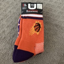 NBA Phoenix Suns Pair Boys Large Crew Socks Fits 9-11 PHX