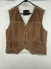 Vintage 70s Sears Tan Suede Shaerpa Vest Brown Size Large Great Condition 1970 s
