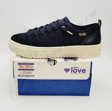 Skechers BOBS Copa Vegan Black Canvas Slip On Washable Sneakers w/ Rose Gold, 6