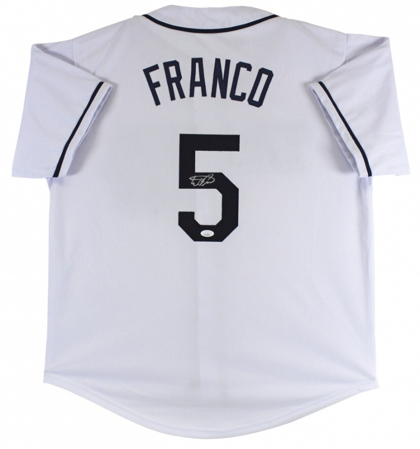 Wander Franco Autographed Signed Tampa Bay Rays / Tampa Bay White Baseball Jersey JSA COA Auto 