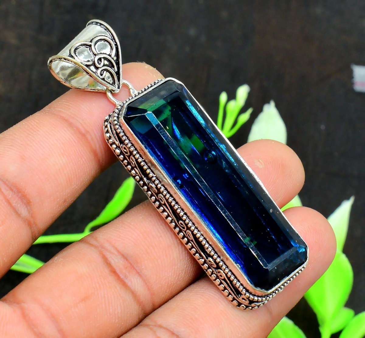 Crystal Rectangular Pendant - Tanzanite Crystal Rectangular Pendant - Tanzanite