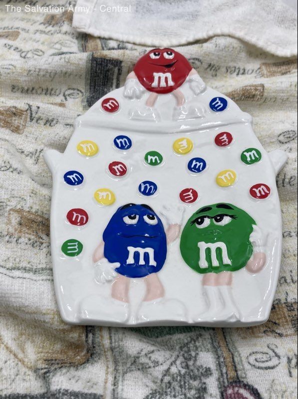 M & M Multicolor Ceramic Candy Dish Character Spoon Rest Trinket Plate