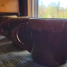 Vintage Brown Drip Coffee Mugs Set of 4 Mugs Unmarked McCoy? Hull? - USA