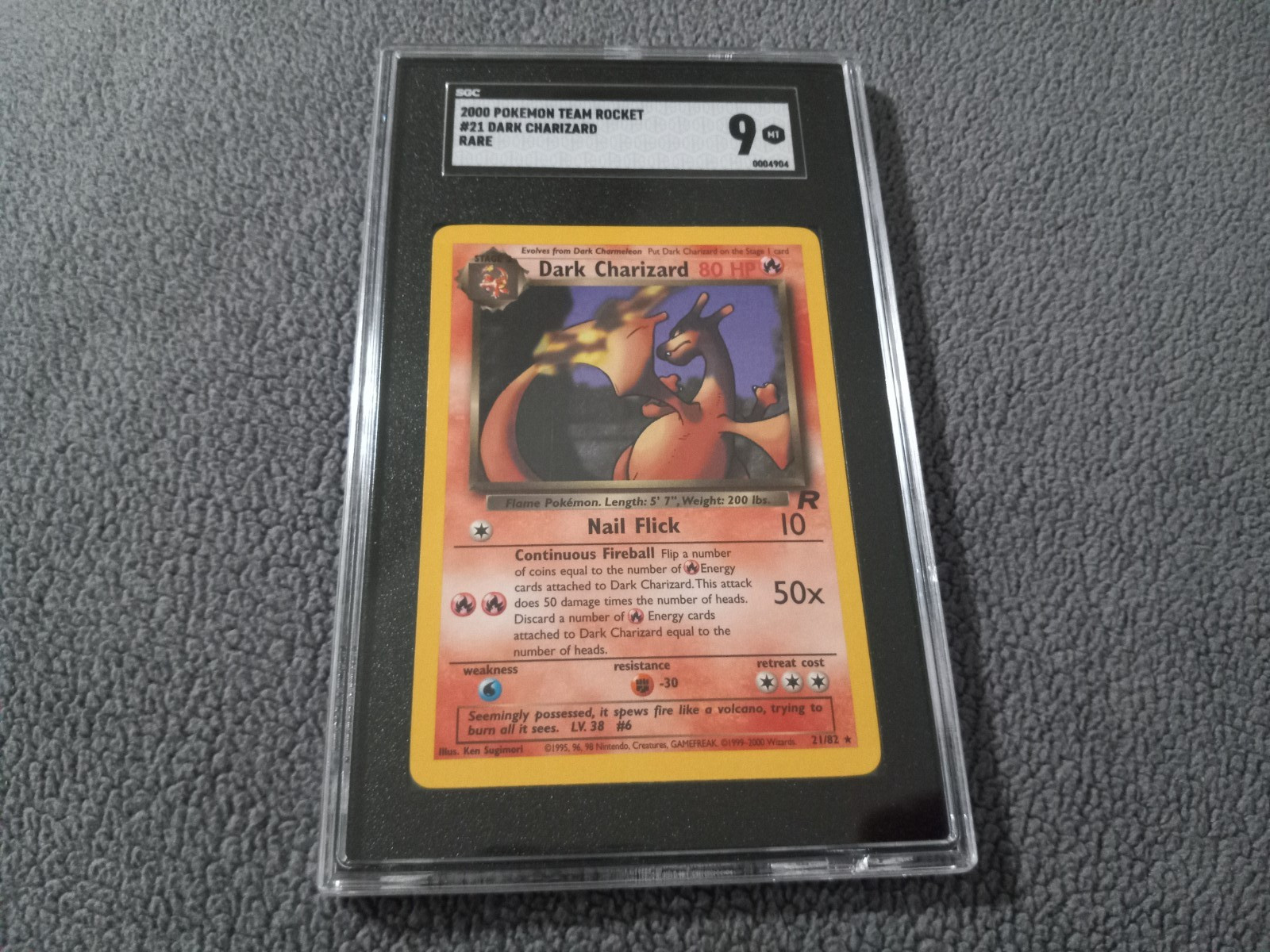 2000 Vintage Pokemon - Dark Charizard #21 Team Rocket 21/82 Rare - SGC 9 Mint view 3