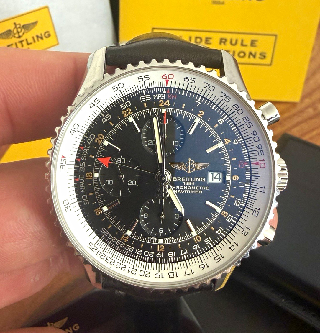 Breitling Navitimer World A24322 46mm Automatic Chronograph Black Dial Date
