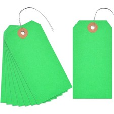 Green Shipping Tags with Wire, 120 PCS 4 3/4" x 2 3/8" Manila Hang Tags with ...