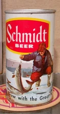 1968 YELLOW BAND SCHMIDT PULL TAB BEER CAN DIVI ASSOCIATED ST PAUL ICE FISHING